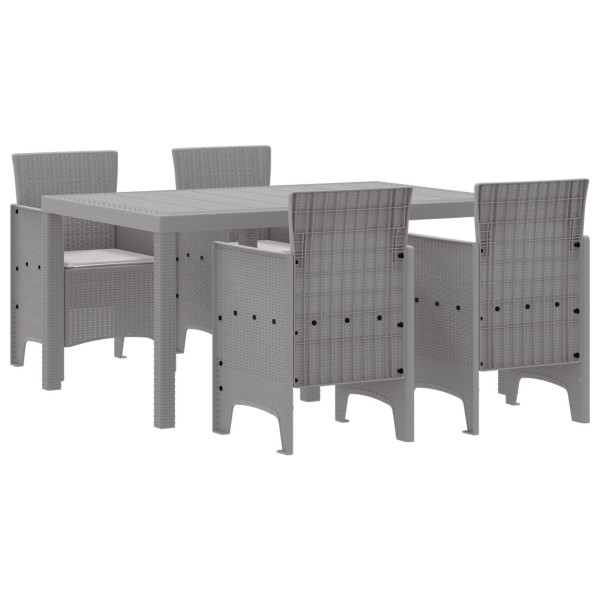 Set de Comedor de Jardín de 5 Piezas con Cojines Gris Claro Poliratán M 2