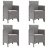 Set de Comedor de Jardín de 5 Piezas con Cojines Gris Claro Poliratán 5
