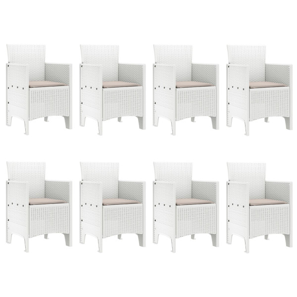 Conjunto de 9 Piezas para Comedor de Jardín con Cojines de Ratán Poliéster Gris Claro M 5