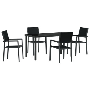 Conjunto de Comedor de Jardín  de 5 Piezas en Ratán de Polietileno Negro H