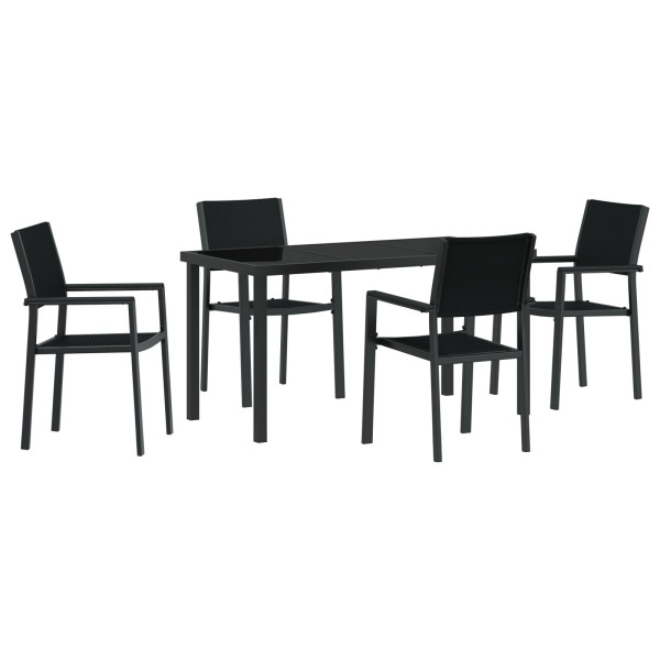 Conjunto de Comedor de Jardín  de 5 Piezas en Ratán de Polietileno Negro M 2