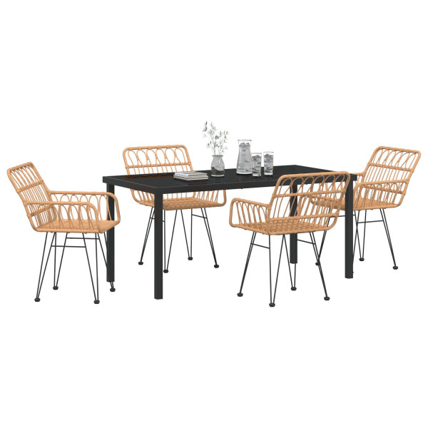 Conjunto de comedor de jardín  5 piezas Marrón Poliratán M 3