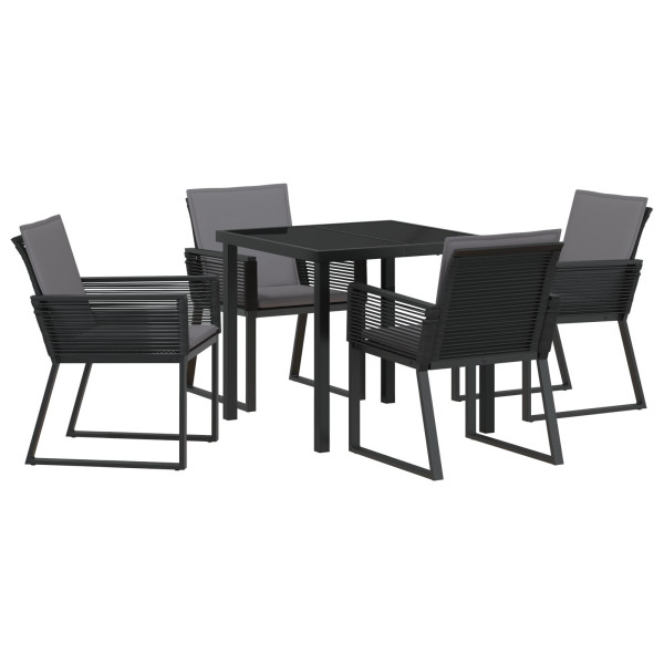 Conjunto de Comedor de Jardín de 5 Piezas con Cojines Negro Poliratán M 2