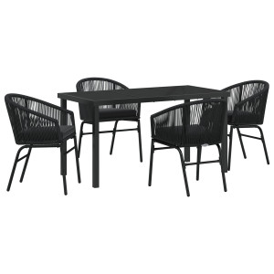 Conjunto de comedor de jardín de 5 piezas  de ratán sintético negro H