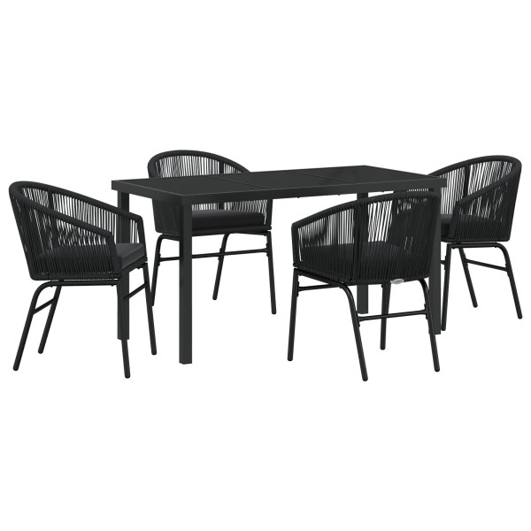 Conjunto de comedor de jardín de 5 piezas  de ratán sintético negro M 2