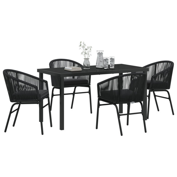 Conjunto de comedor de jardín de 5 piezas  de ratán sintético negro M 3