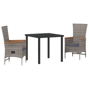 Cadeiras de Exterior 3 pcs Cinzento Cinzento-escuro H