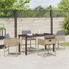 Conjunto de Comedor de Jardín de 5 Piezas con Cojines Beige Rattan Poliéster 4