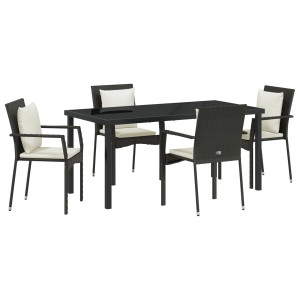 Conjunto de Jantar para Jardim 5 pcs Preto 160 x 80 x 73 cm H