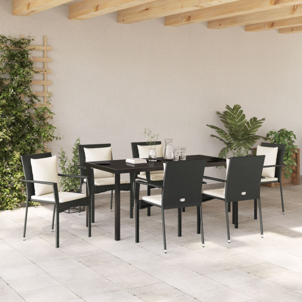 Conjunto de Jantar de Jardim 7 pcs Preto 160 x 80 x 73 cm M 4