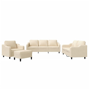 Juego de sofás con cojines 4 piezas tela crema H