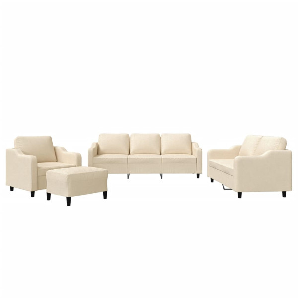 4 pcs conjunto de sofás com almofadões tecido cor creme M 2