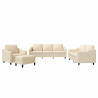 4 pcs conjunto de sofás com almofadões tecido cor creme 2