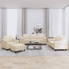 4 pcs conjunto de sofás com almofadas tecido cor creme 1