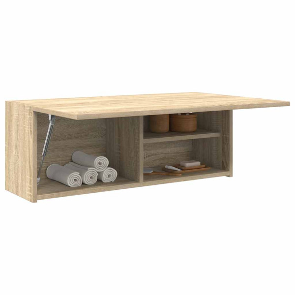 Mueble de pared baño madera ingeniería roble Sonoma 80x25x30 cm M 4