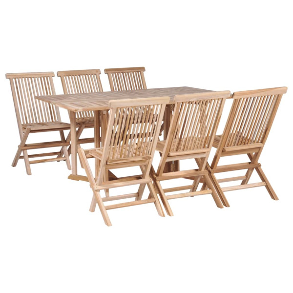 Set de comedor de jardín plegable 7 piezas madera maciza teca D