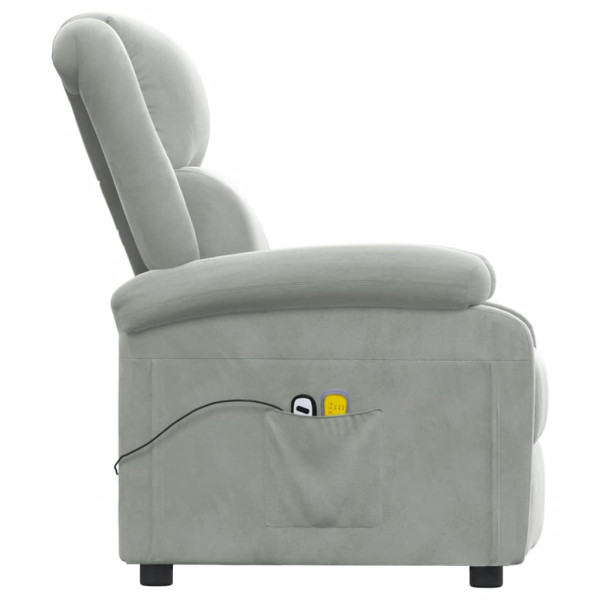 Sillón de masaje eléctrico terciopelo gris claro M 5