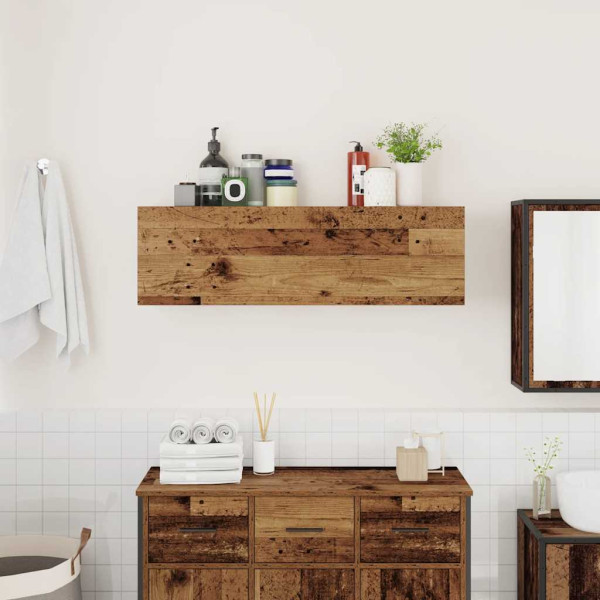 Mueble de pared baño madera ingeniería envejecida 100x25x30 cm M 3