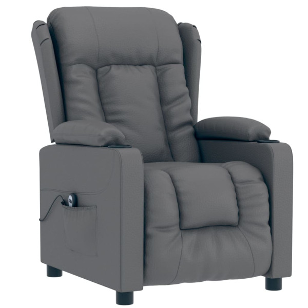 Sillón reclinable eléctrico de cuero sintético gris M 3