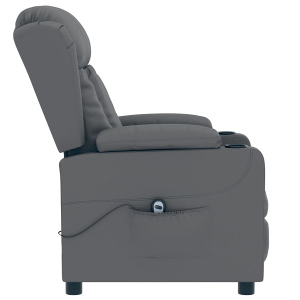 Sillón reclinable eléctrico de cuero sintético gris M 5