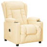 Poltrona reclinável elétrica couro artificial cor creme 2