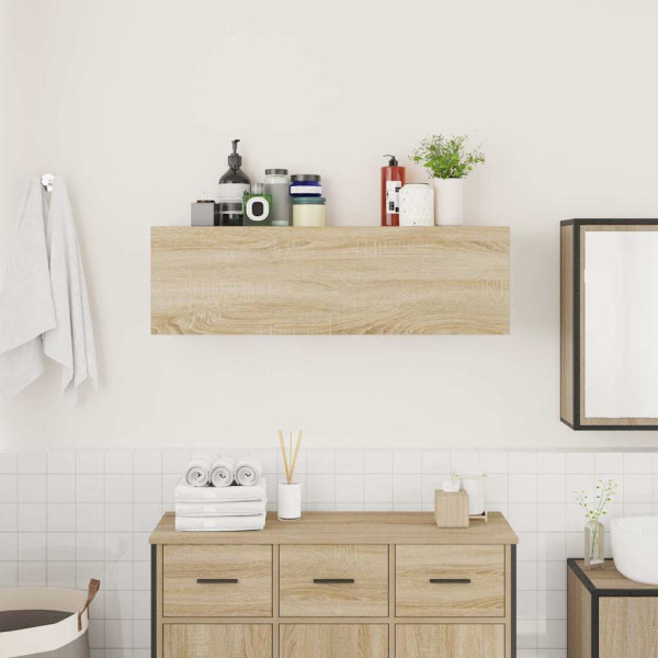 Mueble de pared baño madera ingeniería roble sonoma 100x25x30cm M 3