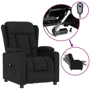 Sillón reclinable eléctrico de cuero sintético negro H