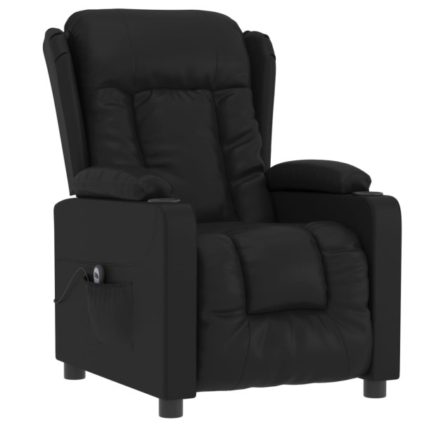 Sillón reclinable eléctrico de cuero sintético negro M 3