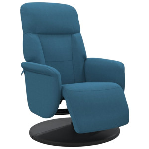 Sillón reclinable con reposapiés terciopelo azul H