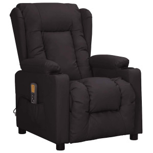 Sillón de masaje elevable cuero sintético negro H