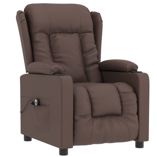 Sillón reclinable eléctrico de cuero sintético marrón M 3