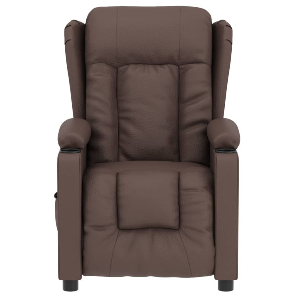 Sillón reclinable eléctrico de cuero sintético marrón M 4