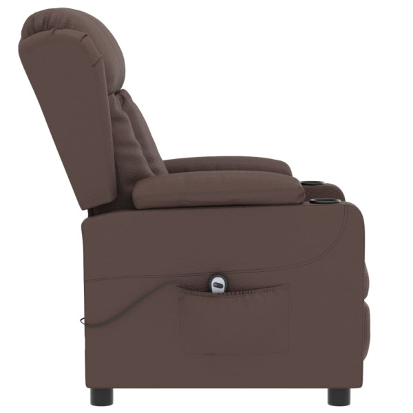 Sillón reclinable eléctrico de cuero sintético marrón M 5