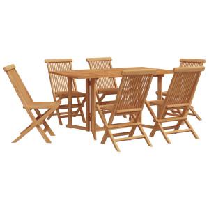 Conjunto de Comedor de Jardín de 7 Piezas de Madera Maciza de Teca H
