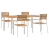 Conjunto de Comedor de Jardín de 5 Piezas  Madera Sólida de Acacia. Mesa de Comedor Exterior  180x90x75 cm Madera Sólida de Acac 2