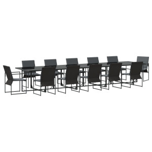 Conjunto de Jantar de Jardim com 16 Peças e Almofadas em Aço e Textilene H