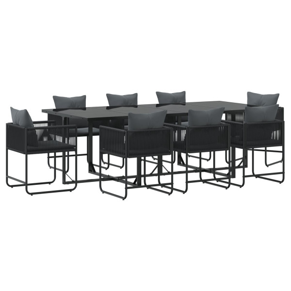 Conjunto de Comedor de Jardín de 10 Piezas con Cojines de Acero y Ratán Sintético M 3