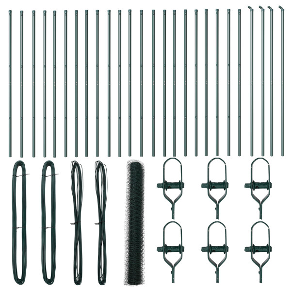 Perto Hexagonal Verde 1.2x50 m Aço. Pólos próximos 13 pcs Verde Ø32 mm 170 cm Aço galvanizado M 2