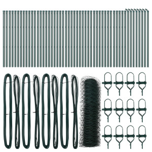 Cerca Verde 0.8x100 m de Acero.  Postes de Cerca 13 pcs Verdes Ø32 mm 120 cm de Acero Galvanizado H