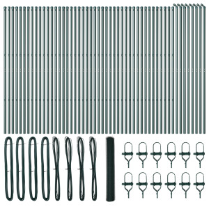 Cerca Hexagonal  Verde 1x100 m Acero. Postes de Cerca  13 pcs Verde Ø32 mm 150 cm Acero Galvanizado H