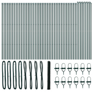 Cerca Hexagonal  Verde 1.5x100 m Acero. Postes de Cerca  13 pcs Verde Ø32 mm 200 cm Acero Galvanizado H