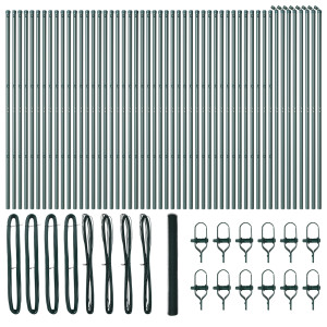 Cerca Hexagonal Verde 1.6x100 m de Acero.  Postes de Cerca 13 pcs Verde Ø32 mm 210 cm de Acero Galvanizado H