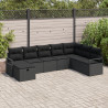 Conjunto de Sofá de Jardim de 8 Peças com Almofadas Rattan Poly Preto 1