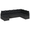 Conjunto de Sofá de Jardim de 8 Peças com Almofadas Rattan Poly Preto 2