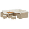 Conjunto de Sofás de Jardim de 12 Peças com Almofadas Bege em Rattan Sintético e Acácia 2
