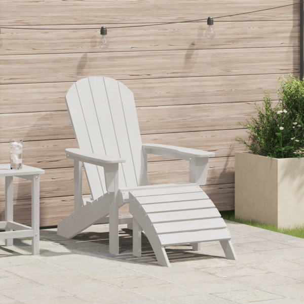 Silla Adirondack  con reposapiés blanca HDPE D