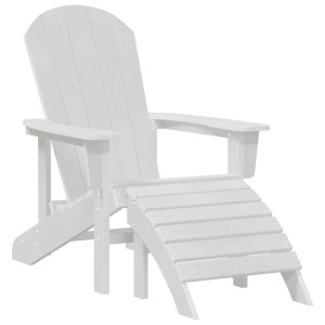 Silla Adirondack  con reposapiés blanca HDPE H