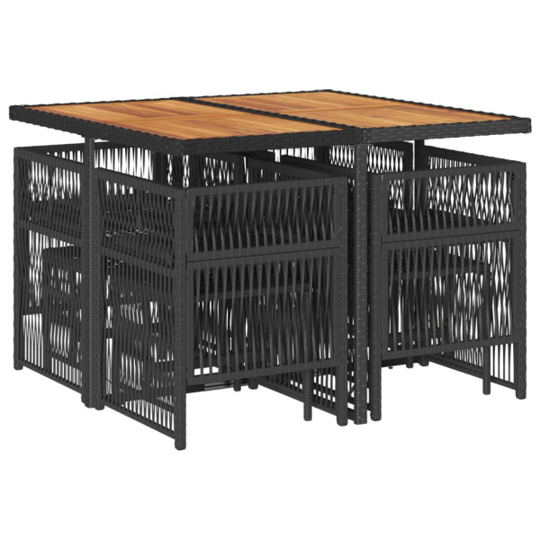 Set de comedor de jardín 9 pzas y cojines ratán sintético negro M 3