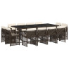 Set muebles de jardín 13 pzas y cojines ratán sintético marrón 2