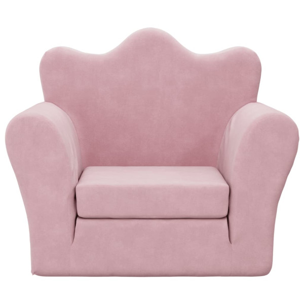 Sofá-cama infantil de pelúcia rosa M 3